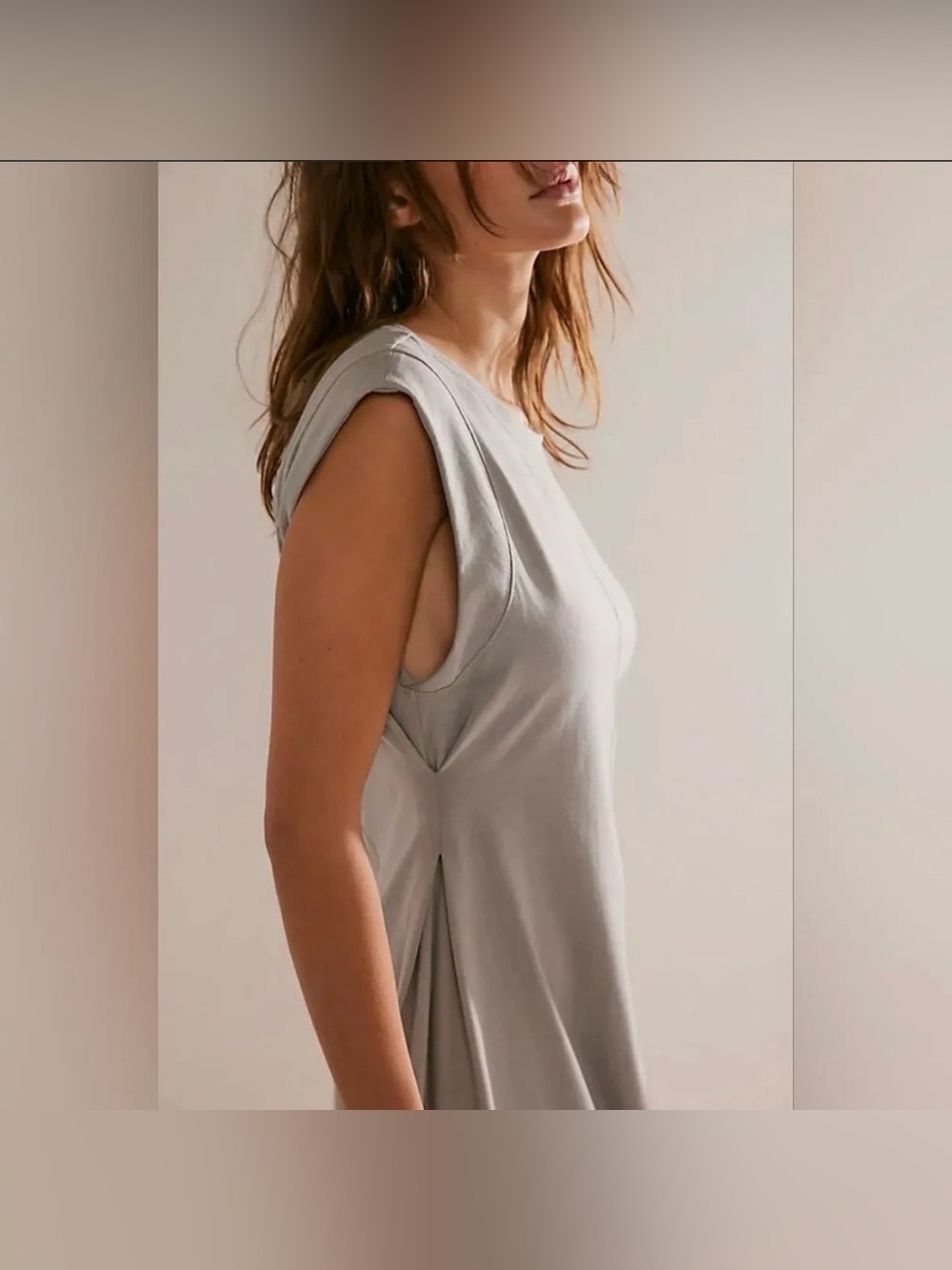 Free People Beach "Simone" Midi Dress in Gray Minimalist Size XS - Picture 4 of 11